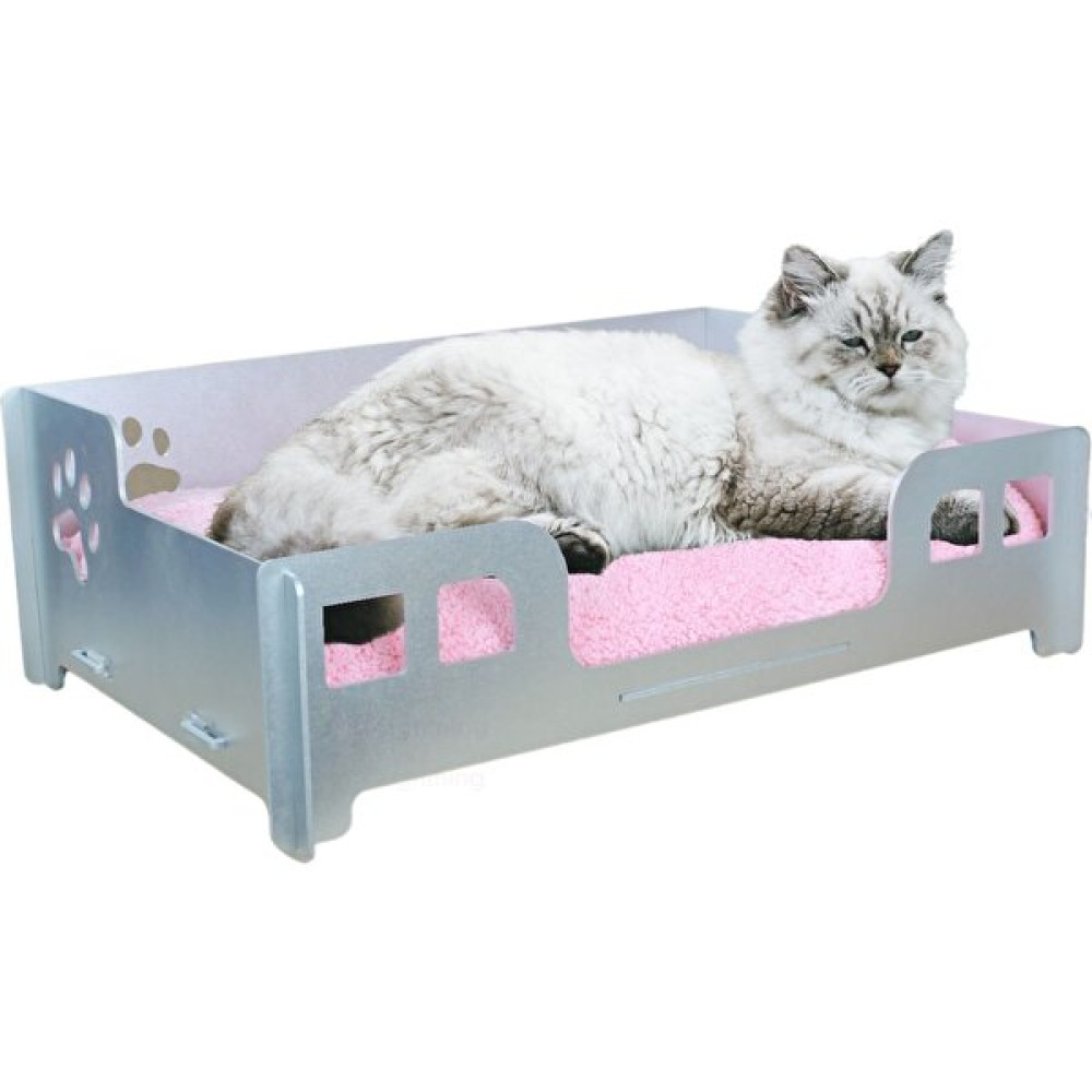 Starlightning Ahşap Büyük Kedi Yatağı Premium Kalite Silver Kedi Evi 50X35 cm Gümüş Varak Boyalı Patili Model Evcil Hayvan Ürünleri Fiyatı