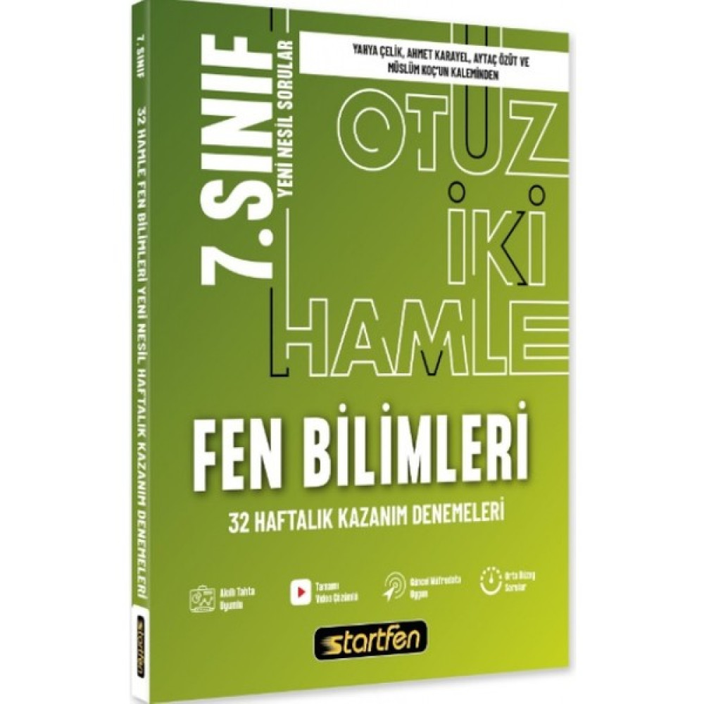 Startfen Yayınları 7. Sınıf 32 Hamle Fen Bilimleri Haftalık Kazanım Denemeleri Tüm Dersler Fiyatı