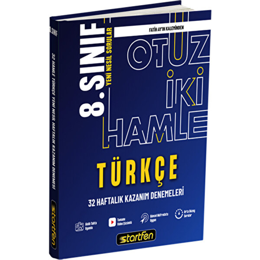 Startfen Yayınları 8. Sınıf Türkçe 32 Hamle Haftalık Kazanım Denemeleri Kaynak Kitapları Fiyatı