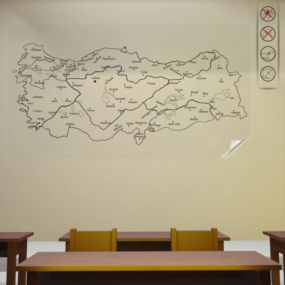 Statik Kağıt Renksiz Türkiye Bölgeler Haritası 83 cm x 150 cm 10 - Şeffaf - 1 Adet Oto Boyaları Fiyatı