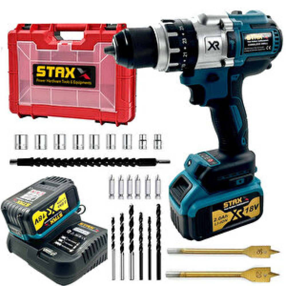 Staxx 18v 2 Ah Çift Akülü Darbeli Vidalama Matkap Seti Kömürsüz Motor Çantalı Set + 24 Parça Usta Seti Matkaplar Fiyatı