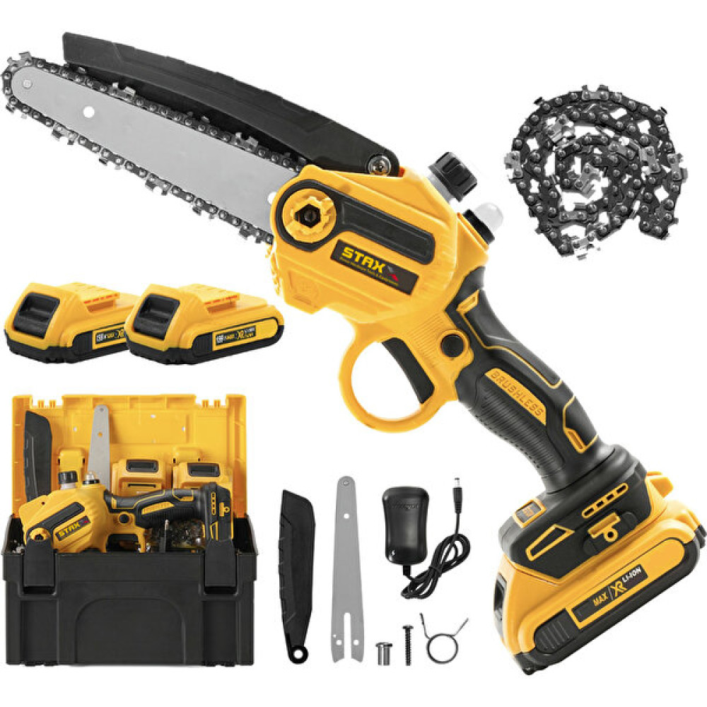 Staxx Power 21V 3AH Super Seri Çift Akülü 18 cm Pala Dal Budama Bıçkı Makinası Yağ Pompalı Seri Kullanım Dal Budama Makineleri Fiyatı