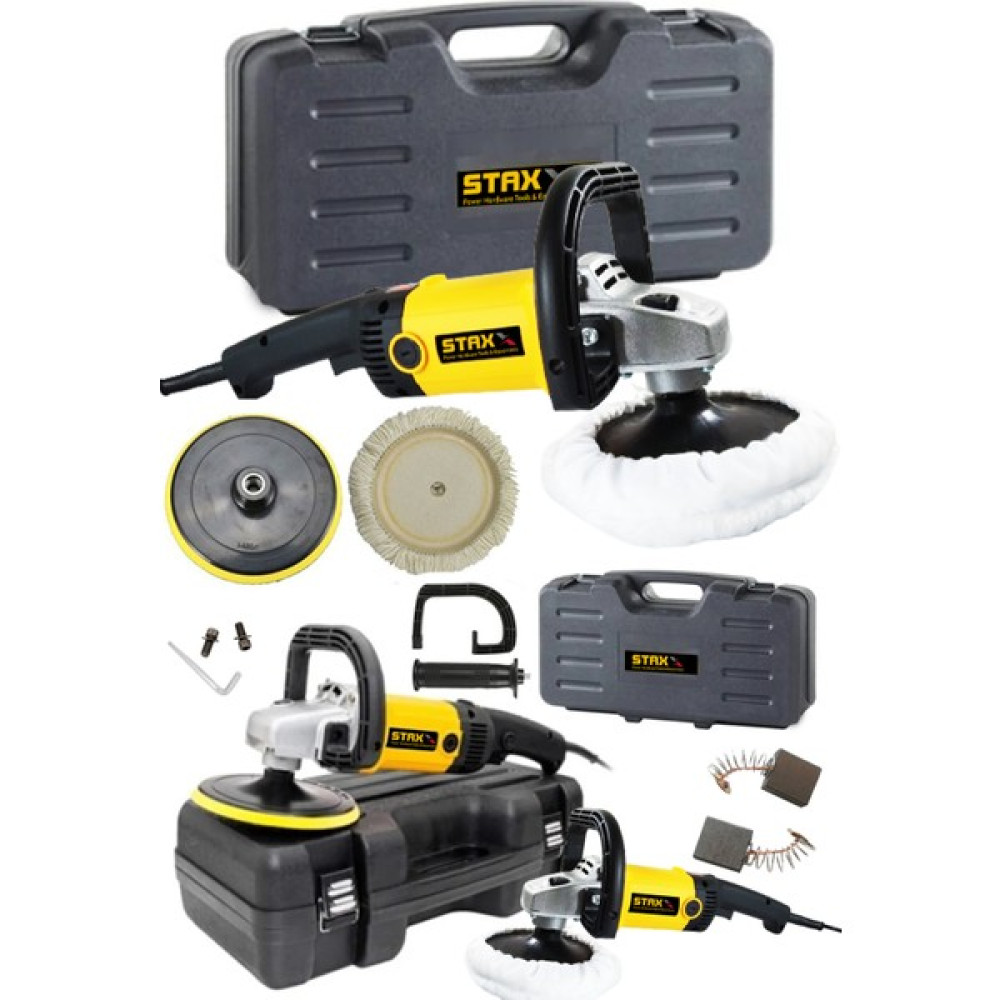 Staxx Power Bakır Sargı Otomatik Yağ Sistemi Devirli Polisaj Zımpara Cila Pasta Cila Makinesi 180MM Çantalı Set Cila / Polisaj Makinesi Fiyatı
