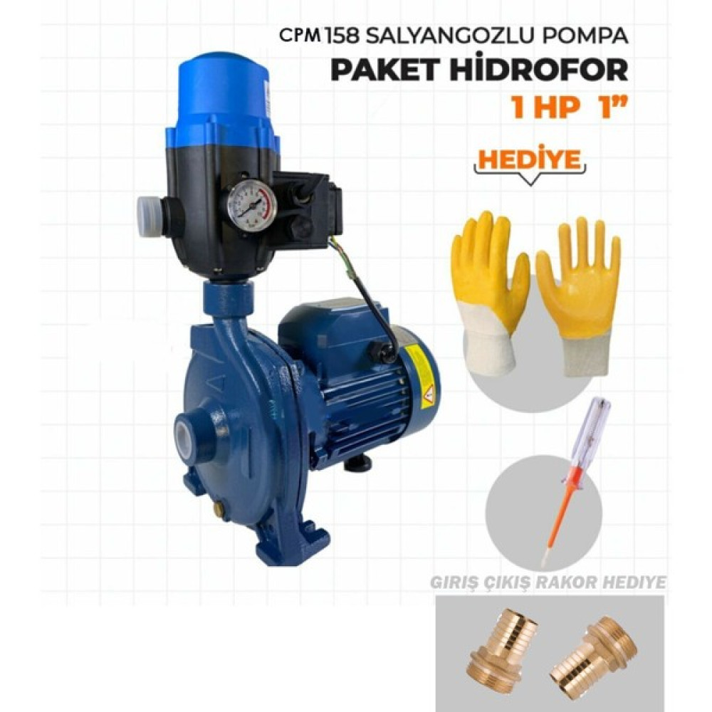 Staxx Power Cpm 158 Metal Dişli Otomatik Sistem Paket Hidrofor Su Pompası 1 Hp 1" + Rakor Takımı Su Motoru Fiyatı