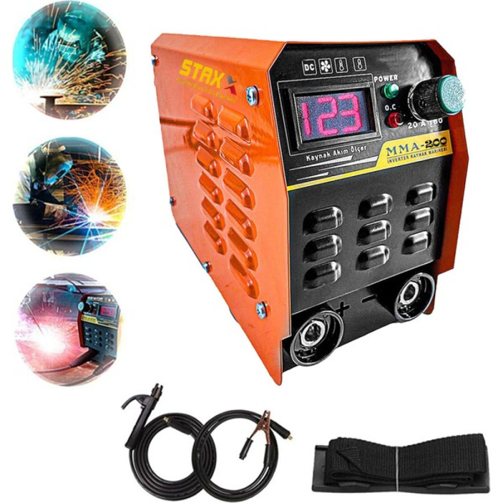 Staxx Power SUPER200S Inverter Teknoloji Dijital Ekran Çift Kart 201 A Kaynak Makinesi Çantalı Set + 3 Elektrot Kaynak Makineleri Fiyatı