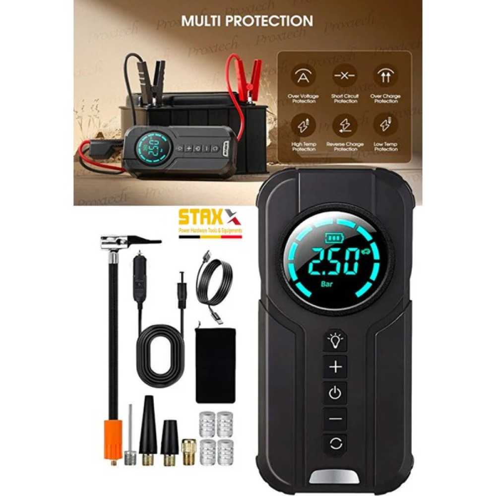 Staxx Power Taşınabilir Dijital Kablosuz Hava Kompresörü Lastik Şişirici Powerbank Akü Şarj El Feneri 180PSI Lastikler Fiyatı