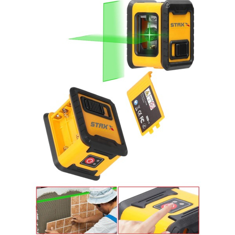Staxx Power Yellow Mini Ufak Boy Portatif 2 Köşe Pilli Dikey ve Yatay Yeşil Işık Lazer Çizgi Hizalama Makinesi Diğer Test ve Ölçüm Cihazları Fiyatı