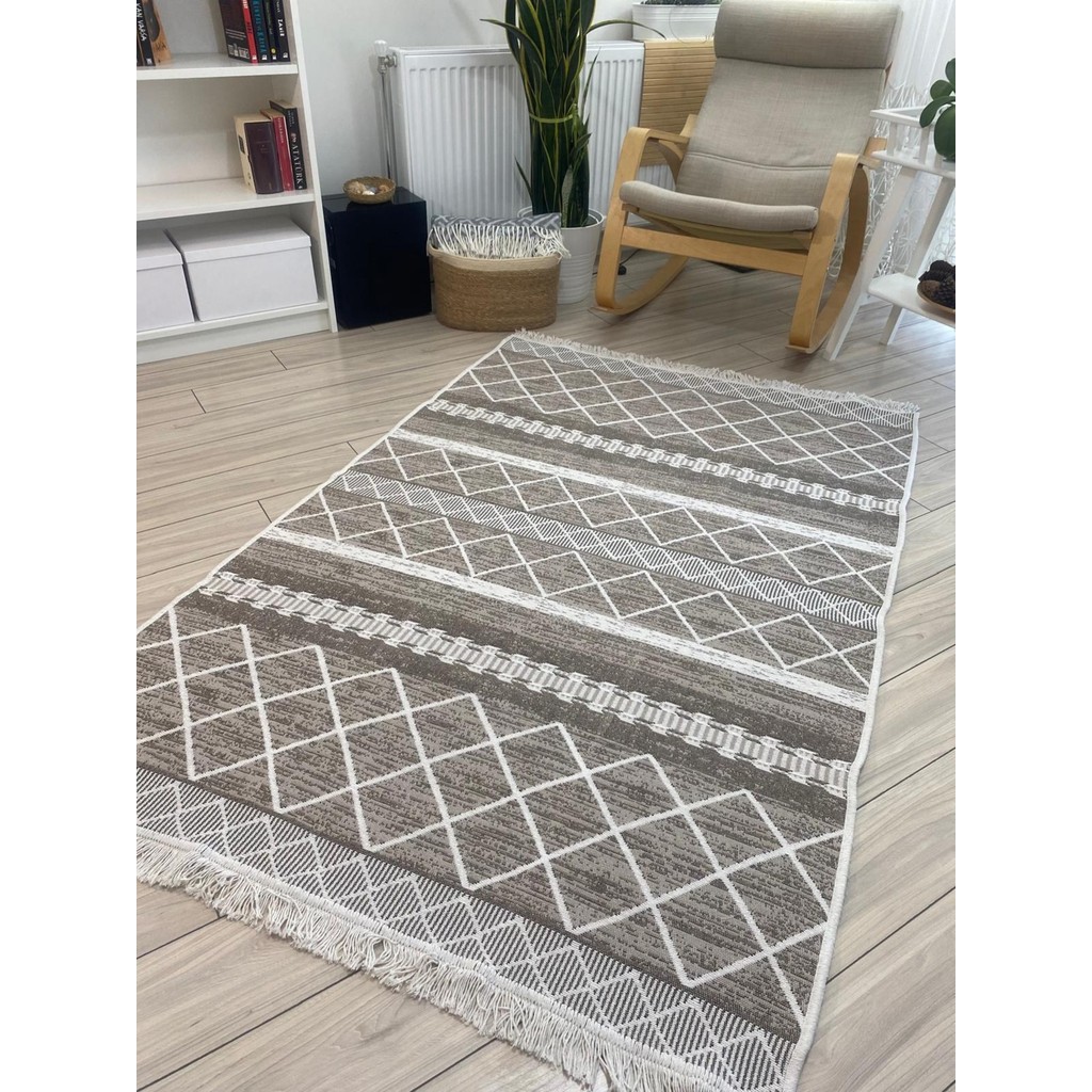 Stay With Love Kilim Çift Taraflı Dokuma Kilim Yıkanabilir Pamuk Dokuma Modern Desenli Kilim Bej-Krem - Bej - Krem - 80 x 150 cm SSD / Solid State Drive Fiyatı