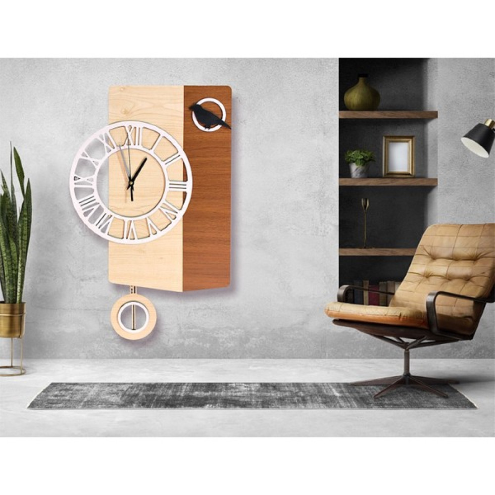 STE Desing Kuş Motif Ahşap Duvar Saati, Guguk Saat, Ahşap Duvar Saati,wall Clock, Walldecor,duvar Saati,ahşap Saat - 25 x 48 cm Dekoratif Saat Fiyatı