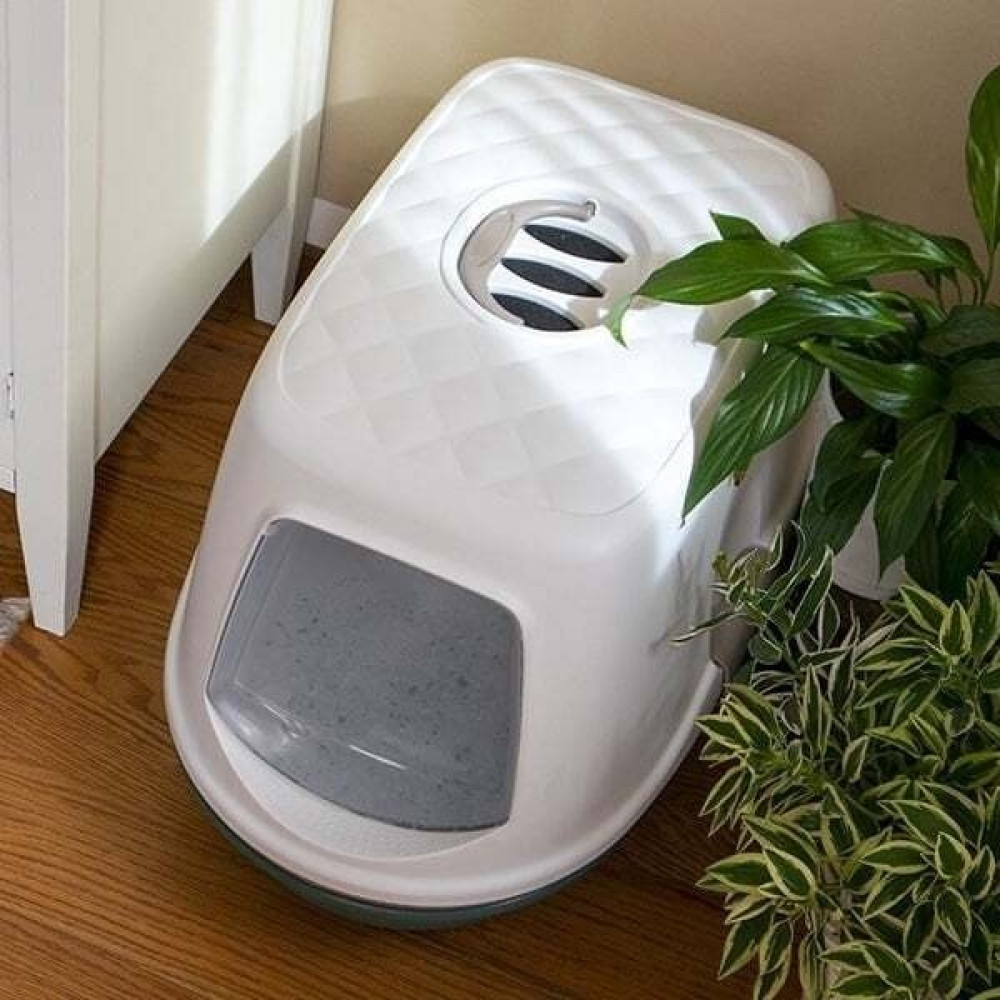 Stefanplast Furba Top Chic Elekli Kapalı Kedi Tuvaleti Beyaz/Yeşil 58.5x39.4x42 Cm Evcil Hayvan Ürünleri Fiyatı