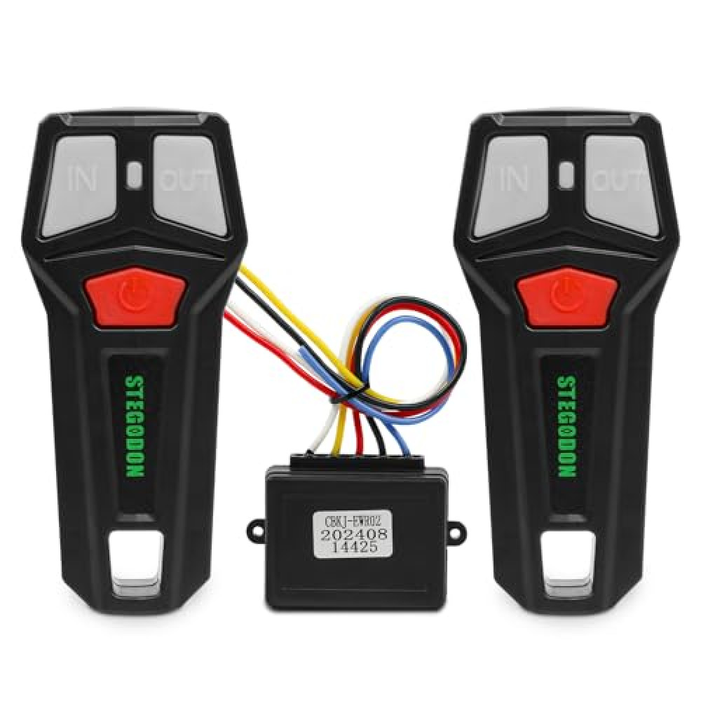 STEGODON Wireless Winch Remote Control Kit 12V Handset Switch Recovery Controller Wireless Winch Receiver with 2pcs Wireless Winch Remote Universal Winch Wireless System for Truck, ATV and SUV
