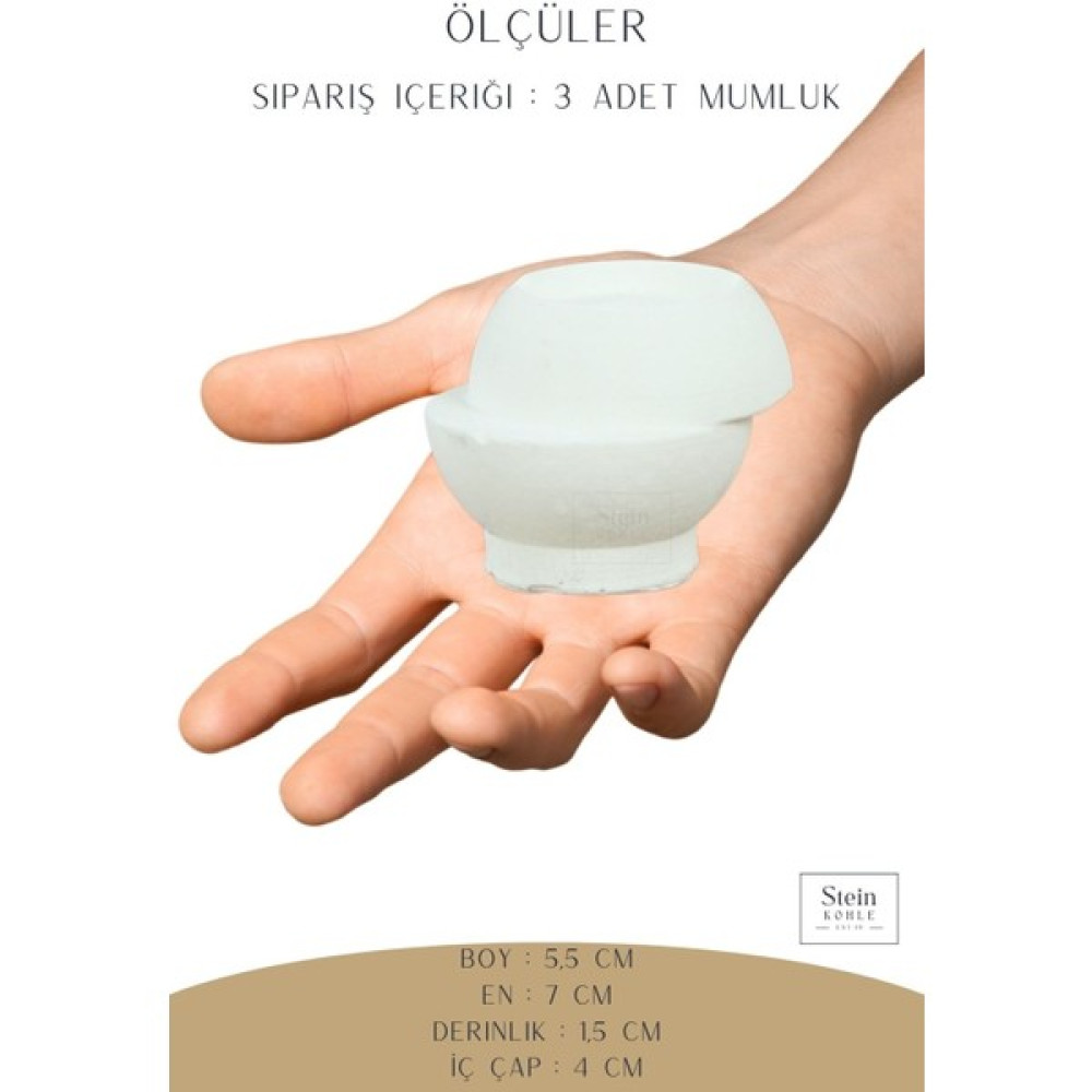 Stein Kohle Şamdanlık Dekoratif Şamdan Mumluk Tealight Mumluk 3 Lü Şamdan Mumluk Model 25 - 0 - Beyaz Şamdan Fiyatı