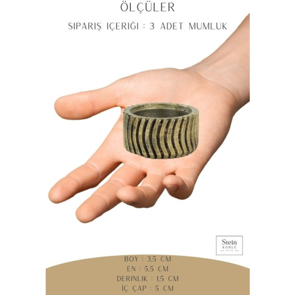 Stein Kohle Şamdanlık Dekoratif Şamdan Mumluk Tealight Mumluk 3 Lü Şamdan Mumluk Model 26 - 0 Şamdan Fiyatı