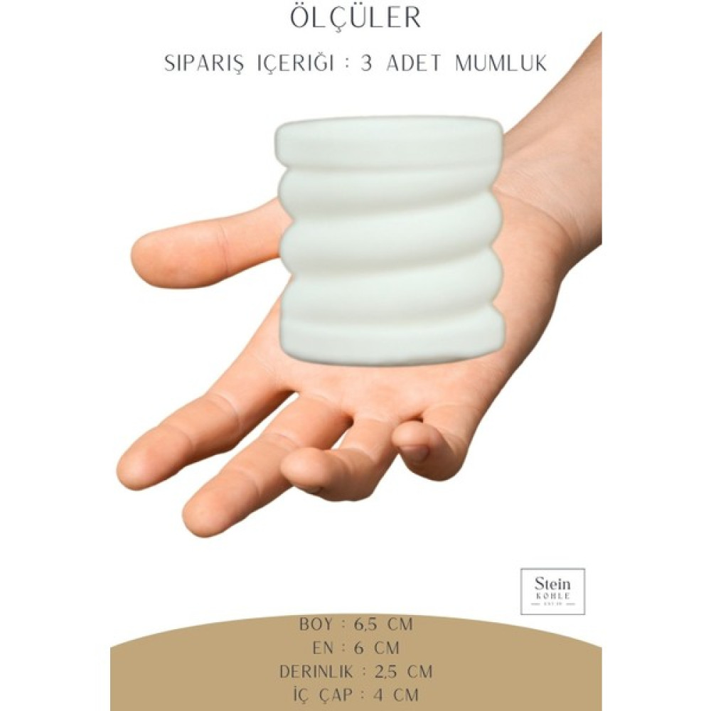 Stein Kohle Şamdanlık Dekoratif Şamdan Mumluk Tealight Mumluk 3 Lü Şamdan Mumluk Model 27 - 0 - Beyaz Şamdan Fiyatı
