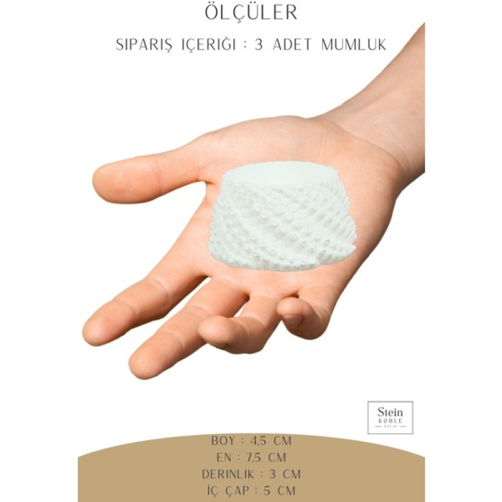 Stein Kohle Şamdanlık Dekoratif Şamdan Mumluk Tealight Mumluk 3 Lü Şamdan Mumluk Model 40 - 0 - Beyaz Şamdan Fiyatı