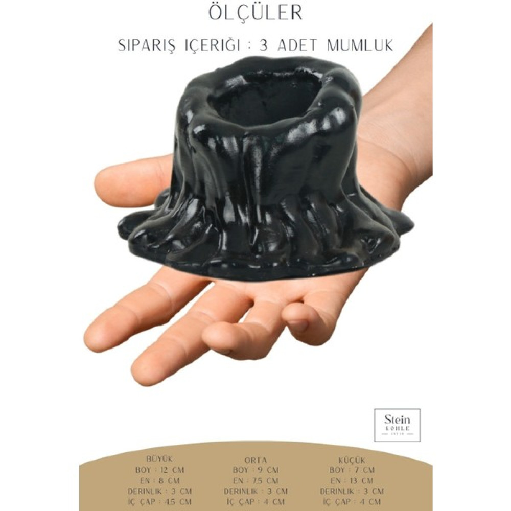 Stein Kohle Şamdanlık Dekoratif Şamdan Mumluk Tealight Mumluk 3 Lü Şamdan Mumluk Model 43 - 0 - Siyah Şamdan Fiyatı