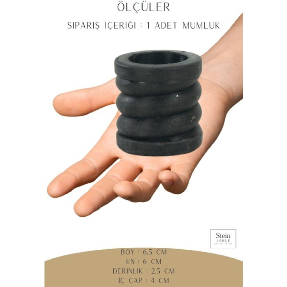 Stein Kohle Şamdanlık Dekoratif Şamdan Mumluk Tealight Mumluk Model 27 - 0 - Siyah Şamdan Fiyatı