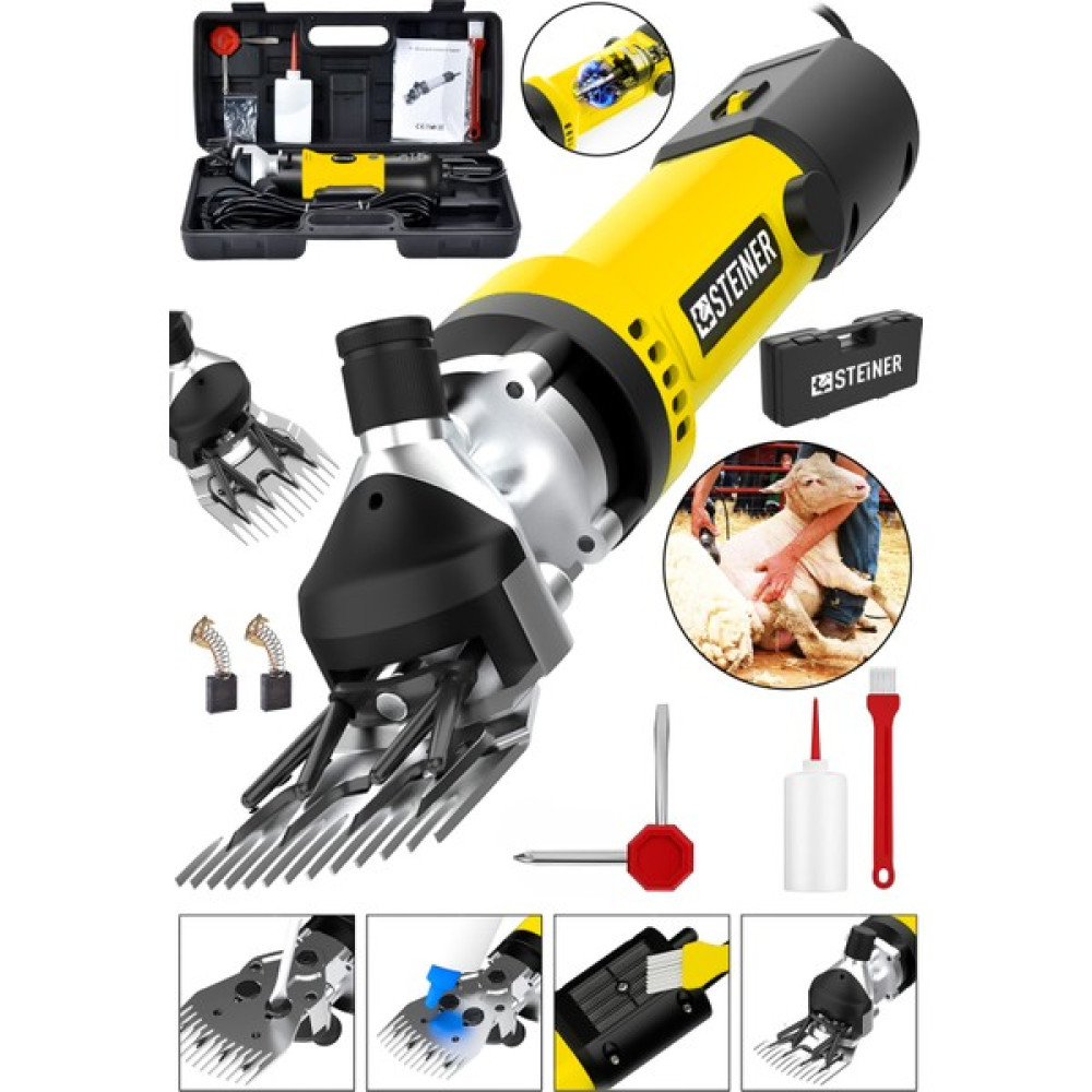 Steiner Alman 9900 W Devir Ayarlı Çift Soğutmalı Bakır Sargılı Çelik Şanzıman Koyun Kırpma Kırkma Makinesi Sarı Oto Boyaları Fiyatı