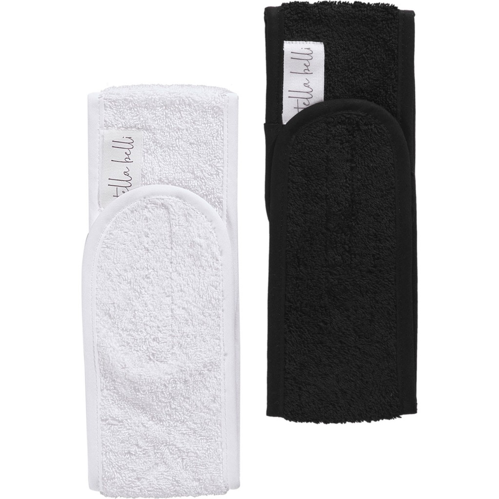 Stella Belli Saç Bandı | 2li Set | Havlu %100 Pamuk | Ter Sporcu Makyaj Bandana, Cırt Bant Biyeli | Siyah & Beyaz El / Yüz Havlusu Fiyatı