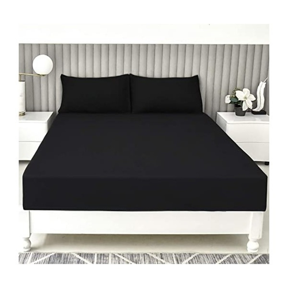 Stella Flavo Luxury Ranforce Çift Kişilik Lastikli Çarşaf Seti 180 x 200 + 30 cm Yastık Kılıflı Siyah Çarşaf Fiyatı