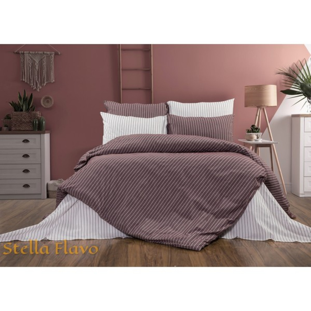 Stella Flavo Organik Pamuk Çarşafı Lastikli Tek Kişilik Nevresim Takımı (2 Yastık Kılıflı) - 100 x 200 - Gül Kurusu - Sütlü Kahve Çarşaf Fiyatı