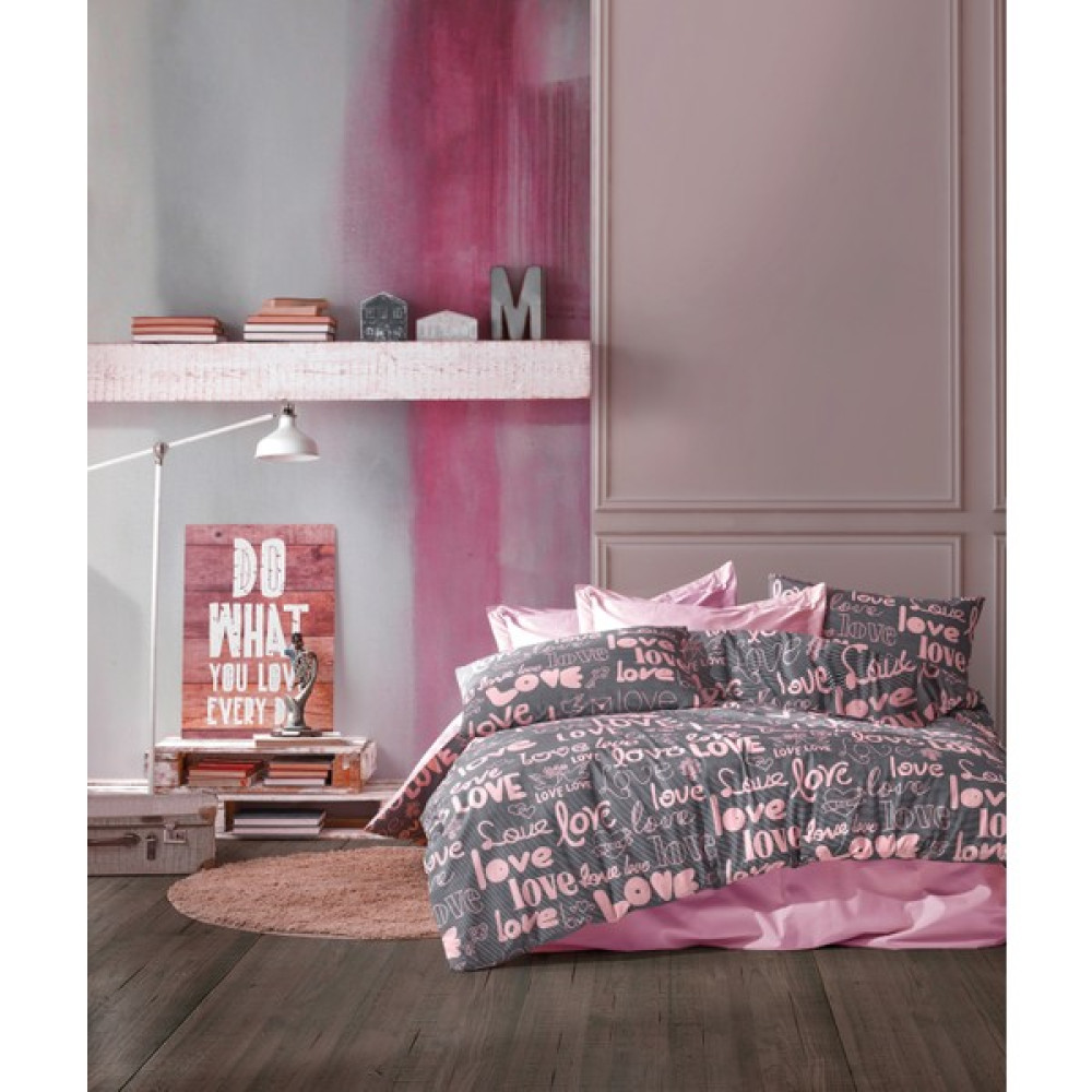 Stella Flavo Sevgililer Günü Özel Çarşafı Lastikli Pamuklu Nevresim Takımı Çift Kişilik - 160 x 200 - Pembe Çarşaf Fiyatı