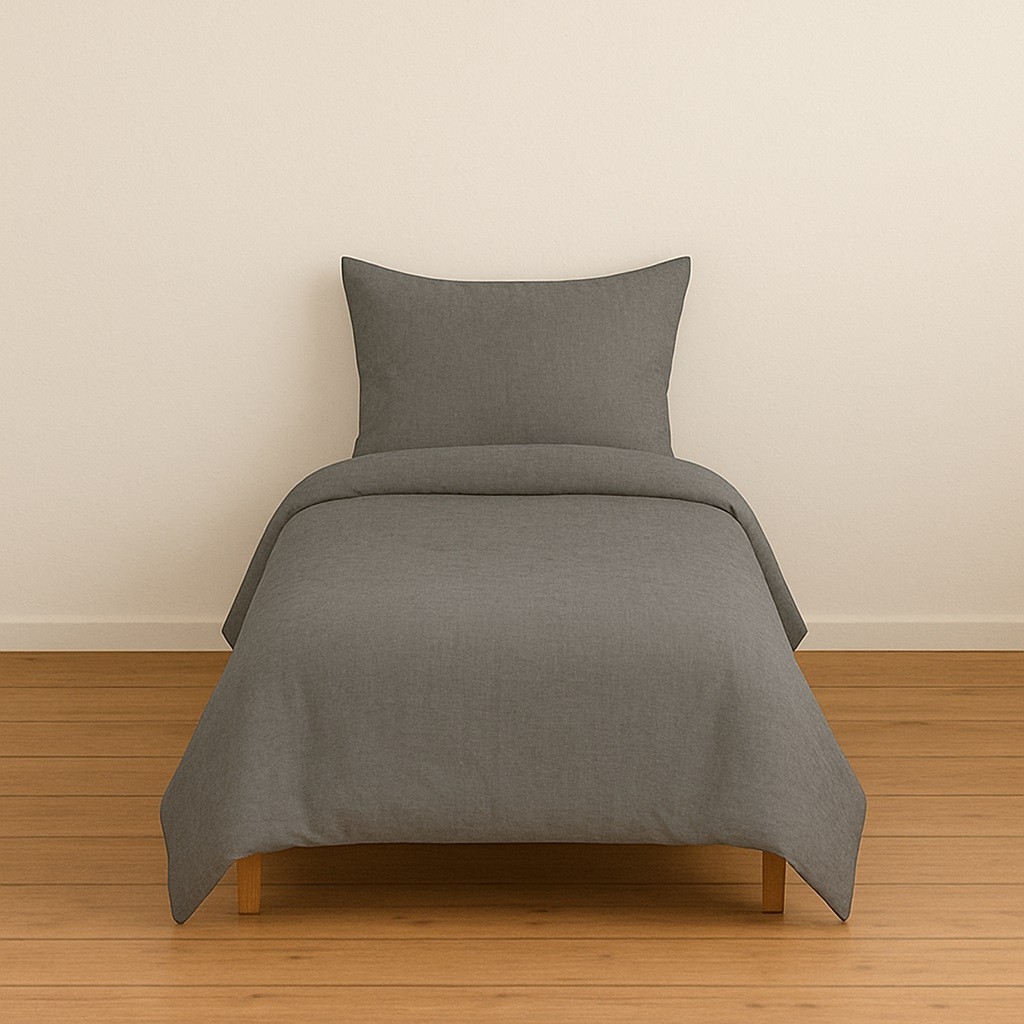 Stella Flavo Tek Kişilik Düz Renk Antrasit Nevresim + Kapaklı Yastık Kılıfı Kılıfı - 160 x 230 cm Nevresim Takımı Fiyatı