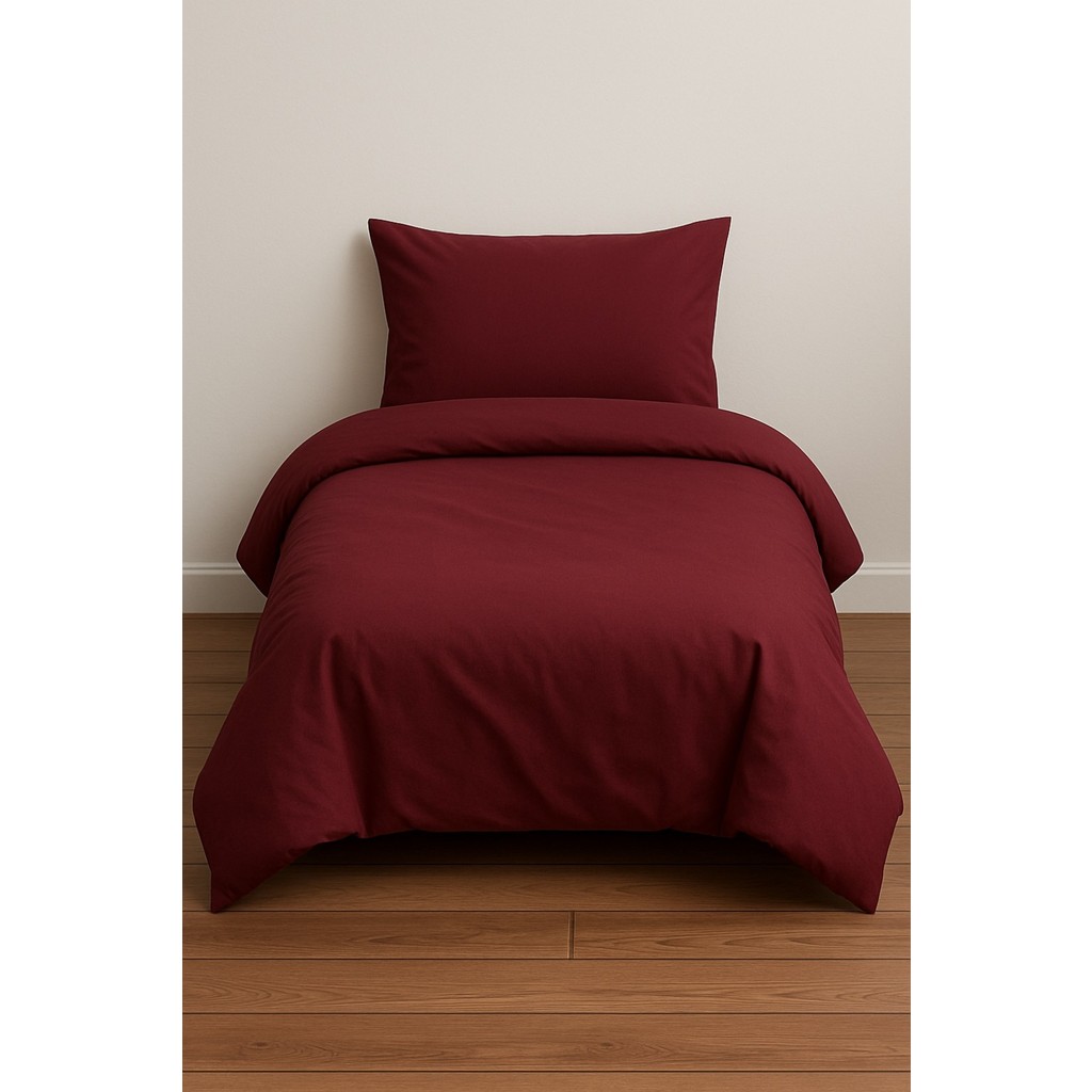 Stella Flavo Tek Kişilik Düz Renk Bordo Nevresim + Kapaklı Yastık Kılıfı - 160 x 230 cm Nevresim Takımı Fiyatı