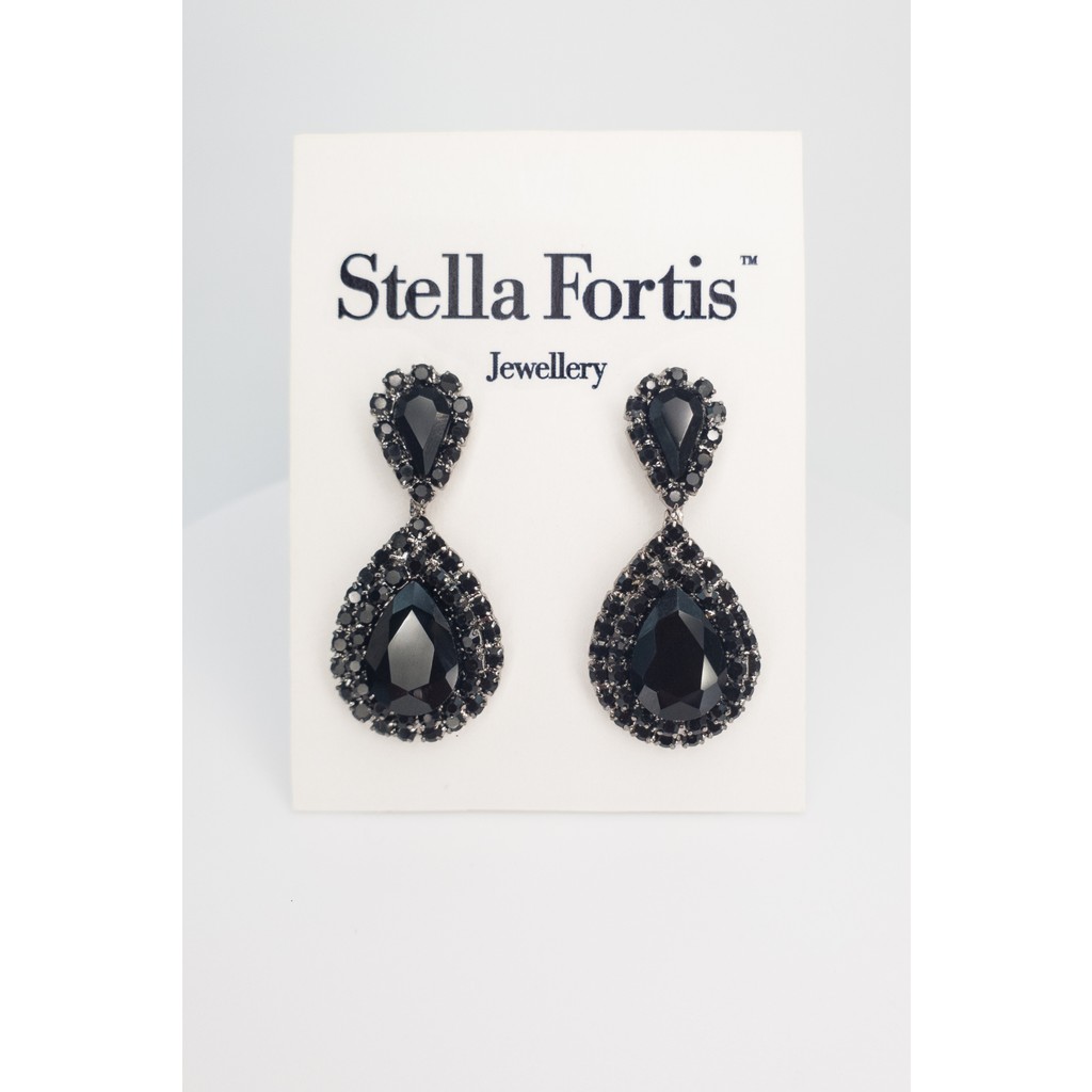 Stella Fortis Damla Form Kristal Taşlı Kadın Küpe | Özel Gün Serisi - Siyah Diğer Fiyatı