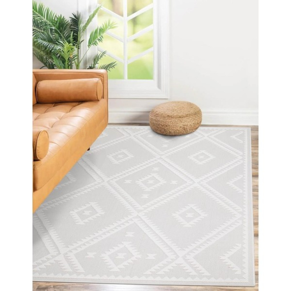 Stella Serisi Dokuma Sisal Otantik Motifli Hav Toz Vermez Krem Salon,mutfak,oturma Odası ve Dış Mekan Halısı - Gri - 120 x 120 cm Salon Halısı Fiyatı