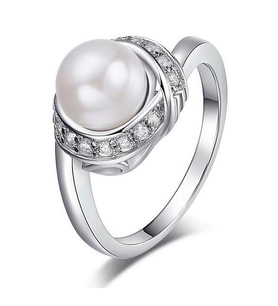 Stellux Kristal Taşlı Beyaz İnci Yüzük 7 (47mm) İnci Yüzük Fiyatı