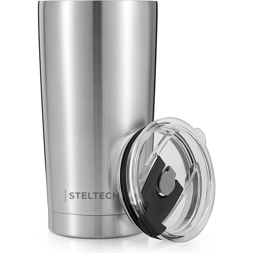 Steltech Cup – 600ml Paslanmaz Çelik Termos , Çelik Pipetli, Ekstra Sürgülü Kapak ve Temizleme fırçalı - Metalik Gri - 600 ml Diğer Fiyatı
