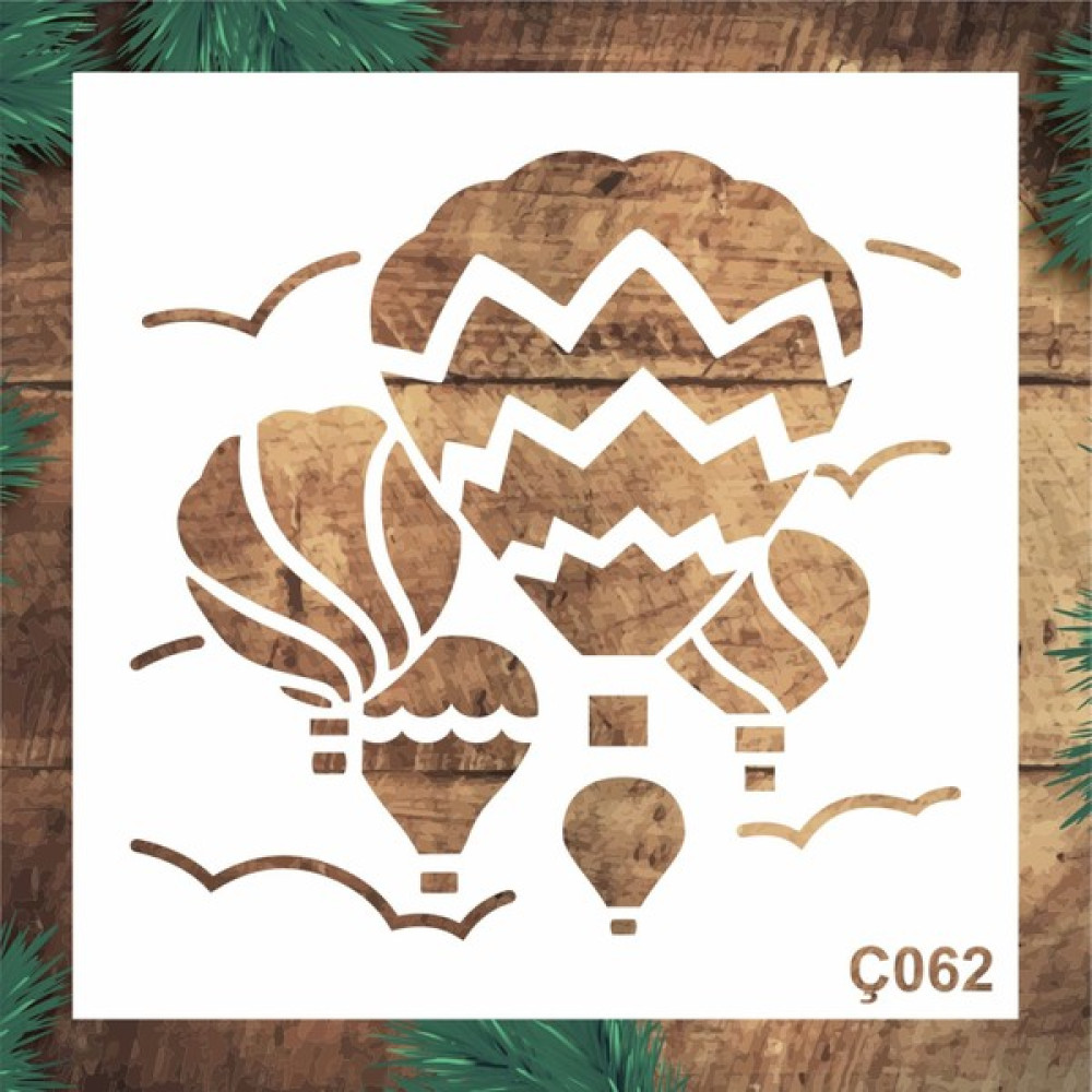 Stencil Tasarım Ç062 Balon Duvar Ahşap Boyama Desen Kalıbı Duvar Ahşap Cam Boyama Desenleri - 60x60cm - ölçü seçiniz Yardımcı Malzeme Fiyatı
