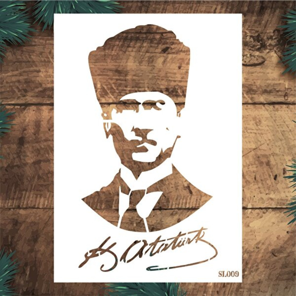 Stencil Tasarım SL009 Atatürk- Dekoratif Duvar, Fayans ve Eşya Boyama Şablonları 21X30CM Yardımcı Malzeme Fiyatı