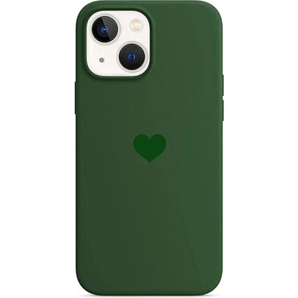 Stendhal Apple iPhone 14 ile Uyumlu Kılıf Kalp Desenli Premium Class - Orman Yeşili - iPhone 14 Cep Telefonu Kılıfı Fiyatı