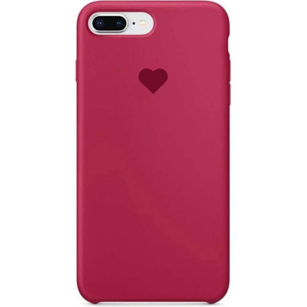 Stendhal Apple iPhone 8 Plus Lansman Içi Kadife Mikrofiber Kalp Desenli Kılıf A+ Deluxe Class - Fuşya - iPhone 8 Plus Cep Telefonu Kılıfı Fiyatı