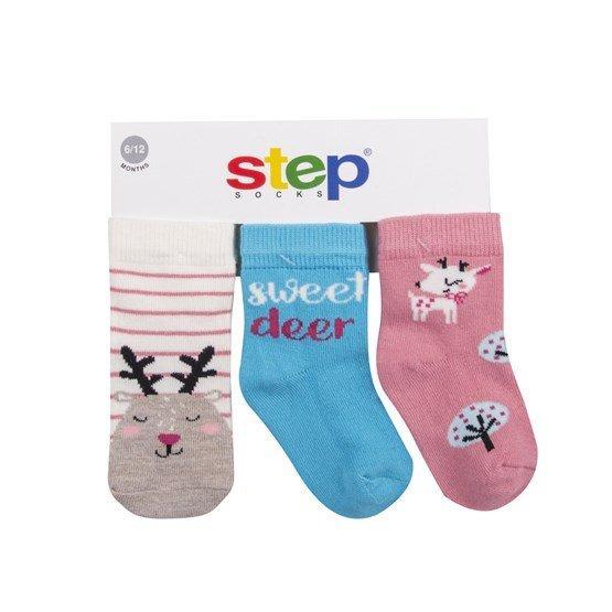 Step 10202 Karışık Renkli 3'lü Sweet Deer Soket Çorap