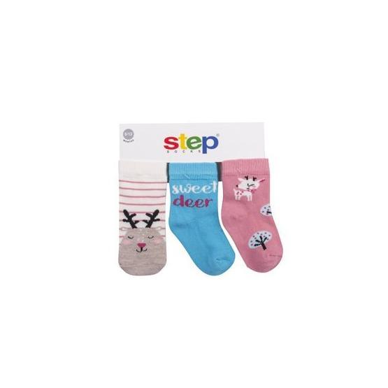 Step 10202 Karışık Renkli 3'lü Sweet Deer Soket Çorap