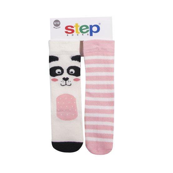 Step 10216 2'li Karışık Renkli Sakallı Panda Dizaltı Çorap