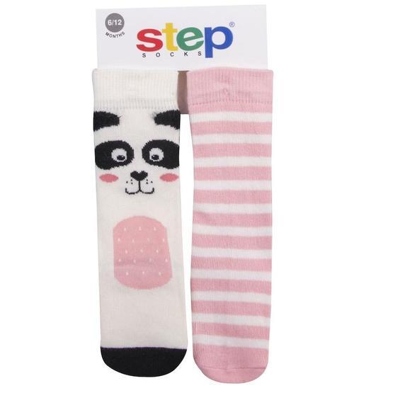 Step 10216 2'li Karışık Renkli Sakallı Panda Dizaltı Çorap