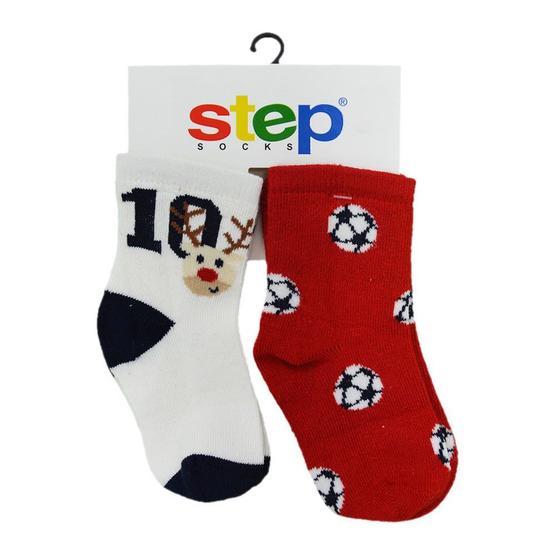 Step 1928 Kırmızı Beyaz 6-12 Ay 2'li Bebek Çorabı