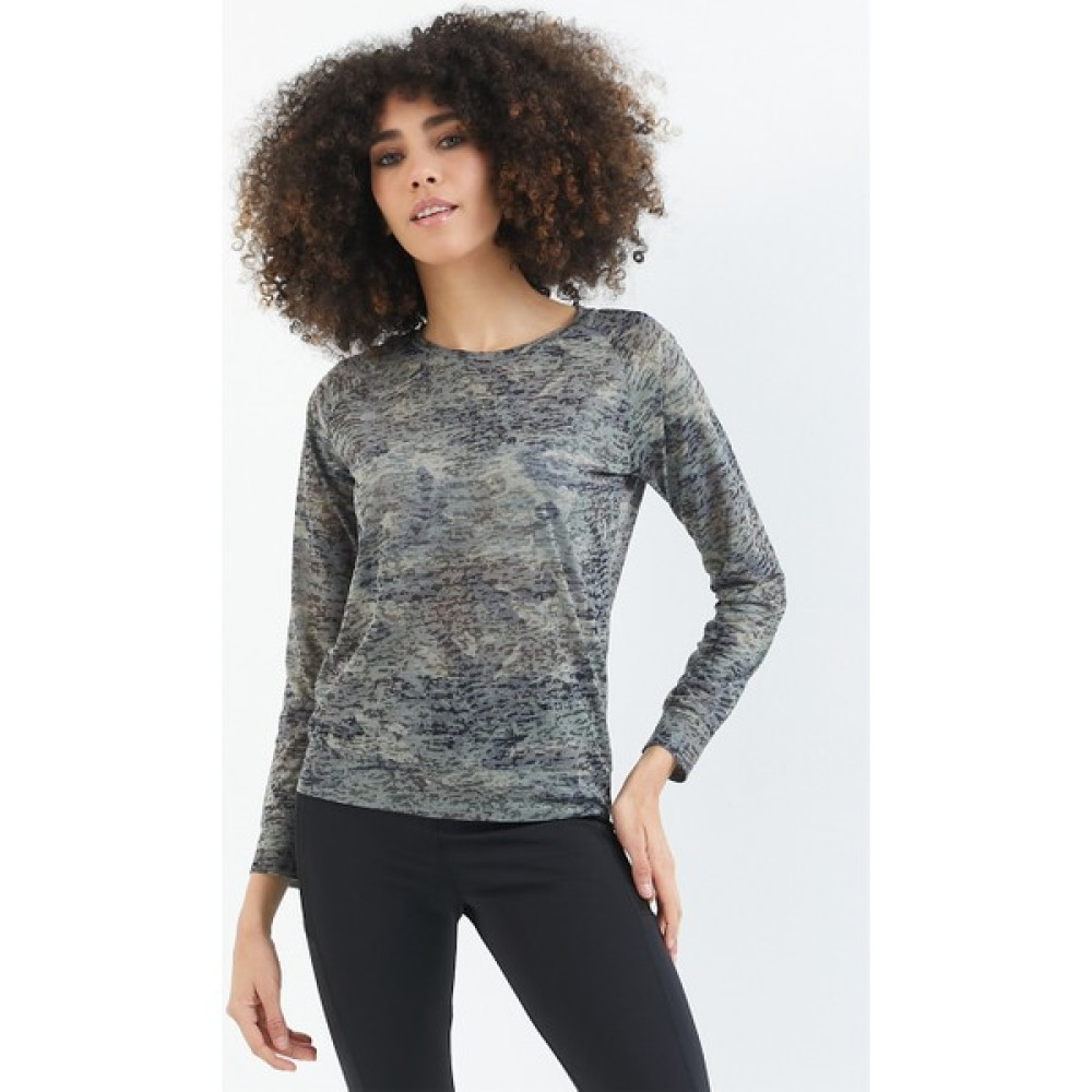 Steps Sportswear Steps Uzun Kollu Bisiklet Yaka Kamuflaj Desen Kadın T-Shirt T-Shirt & Sweatshirt (Outdoor) Fiyatı
