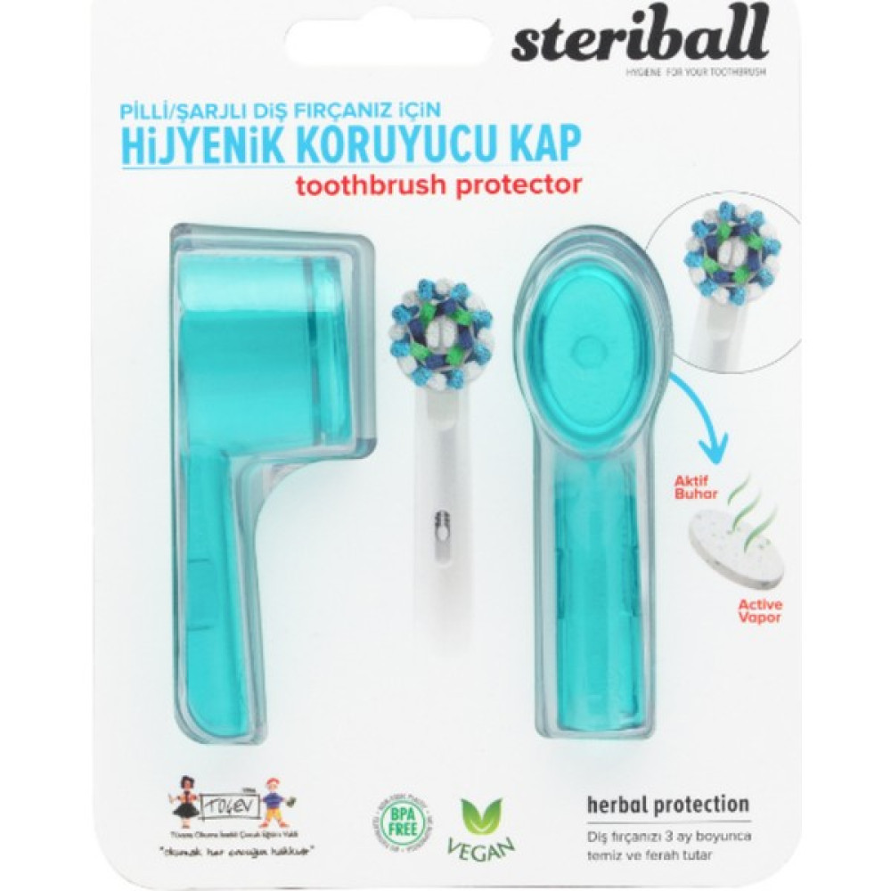 Steriball Şarjlı ve Pilli Diş Fırçaları Için Hijyenik Diş Fırçası Koruma Kabı-2'li Turkuaz x 2 Ağız ve Diş Sağlığı Fiyatı
