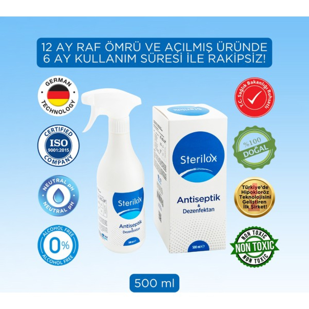Sterilox Antiseptik & Dezenfektan 500 ml Hijyen ve Temizlik Fiyatı