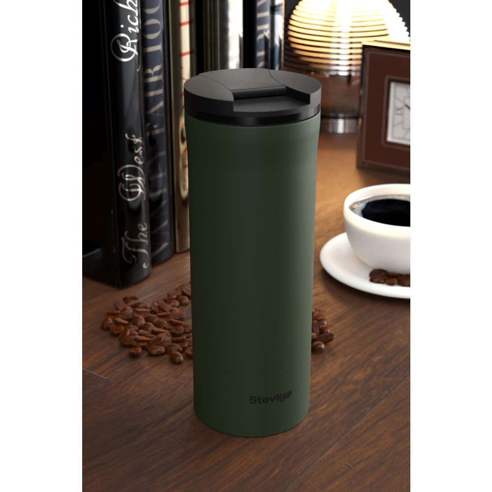 Stevig 2 Go Paslanmaz Çelik Termos Bardak 350- 400 ml Travel Mug Green St-204 Termos Fiyatı