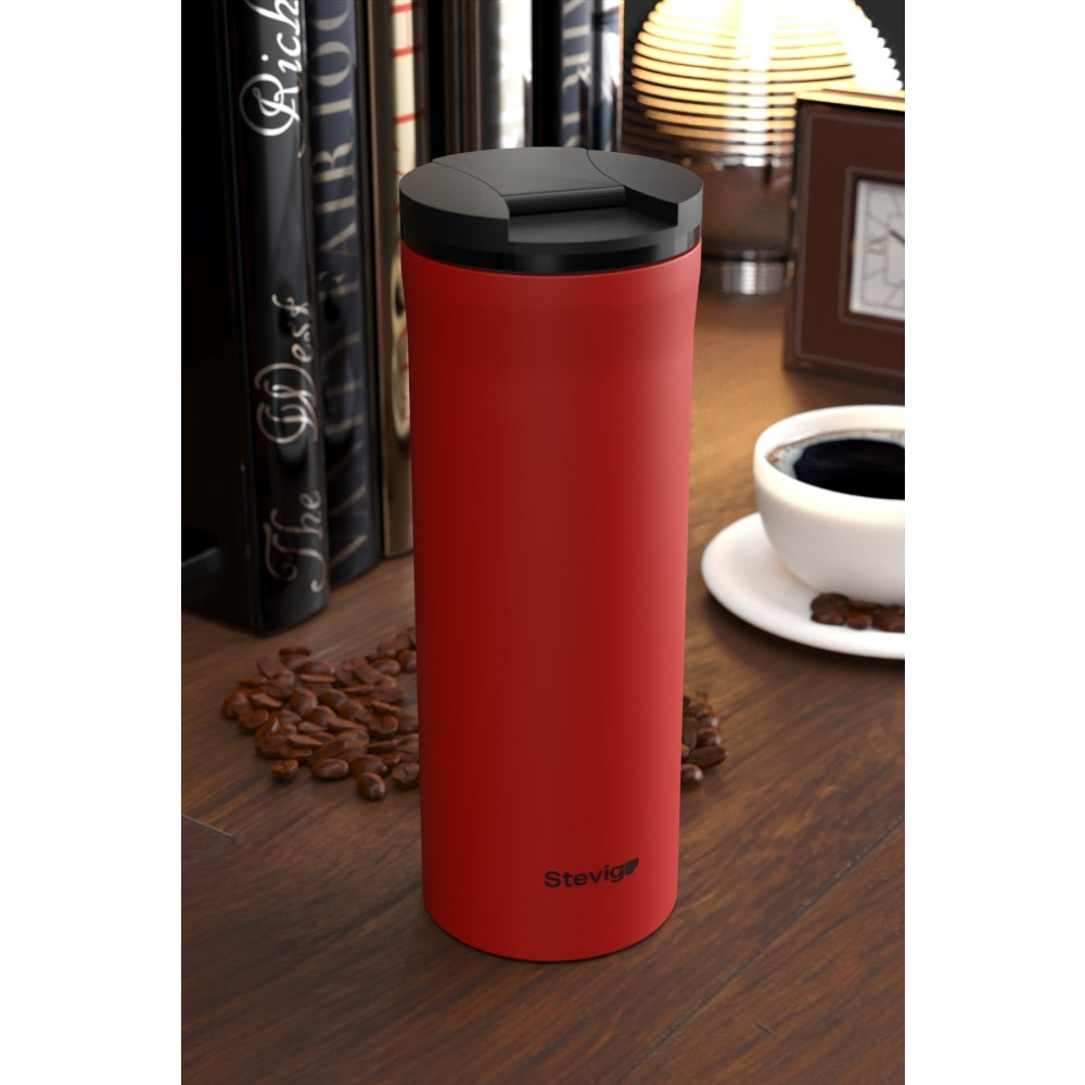 Stevig 2 Go Paslanmaz Çelik Termos Bardak 400 Ml Travel Mug Red St-203 Termos Fiyatı