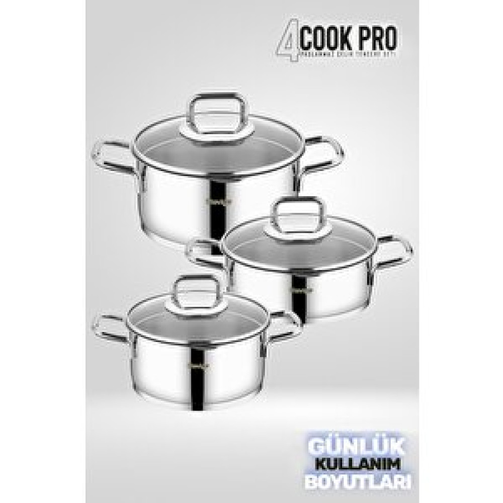 Stevig 4 Cook Pro Süzgeç Kapaklı 18/10 Paslanmaz Çelik Tencere Seti 6 Parça St-301 Tencere / Tava Setleri Fiyatı