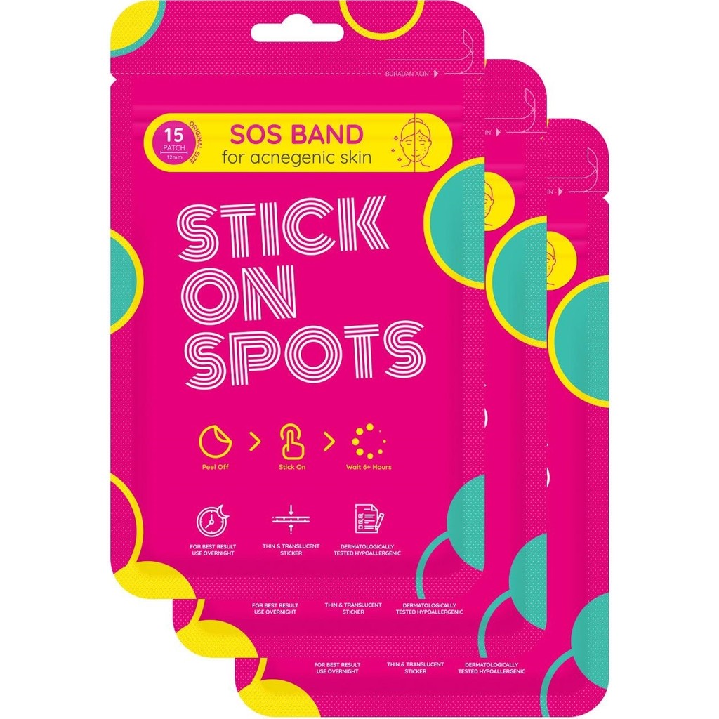 Stick On Spots S.O.S Band - 15 Adet Sivilce/Akne Bandı - Pimple Patch- Hidrokolloid Bant X3 Diğer Fiyatı