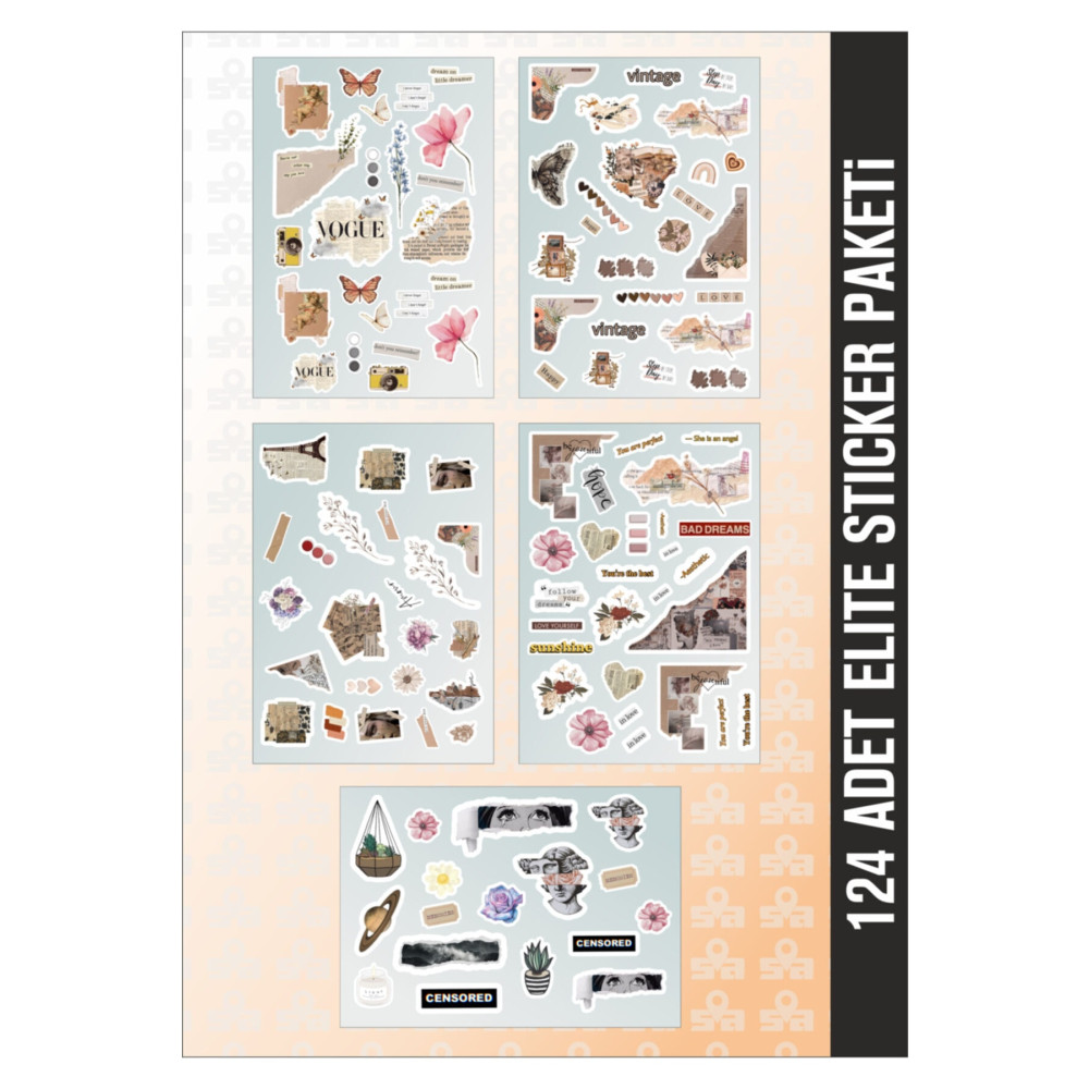 Sticker Adresim 124 Adet Elite Sticker Paketi - Ajanda - Planner - Bullet Journal Için Uygun Etiket Fiyatı