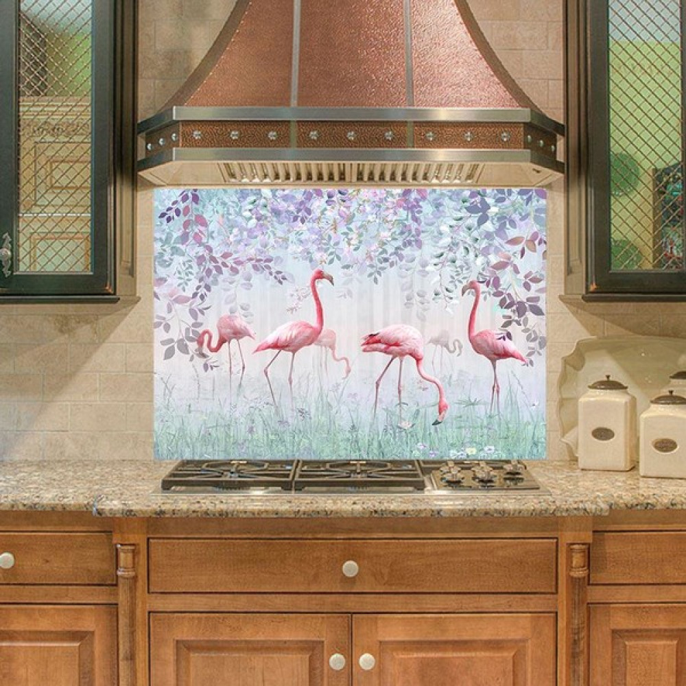 Sticker Art Mutfak Duvar Tezgah Arası Ocak Arkası Sticker Kaplama Flamingo - Renkli Duvar Stickerı Fiyatı